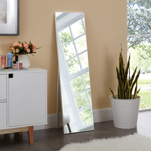Barletta Espelho de pé basculante ajustável plástico 151 x 36 cm branco en.casa.