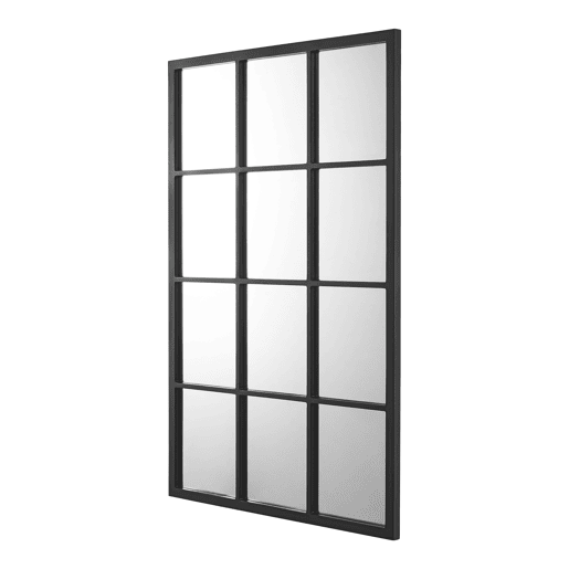 Espelho de parede Cupello com 12 peças quadradas MDF 90 x 60 cm - Preto mate en.casa.