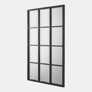 Espelho de parede Cupello com 12 peças quadradas MDF 90 x 60 cm - Preto mate en.casa.