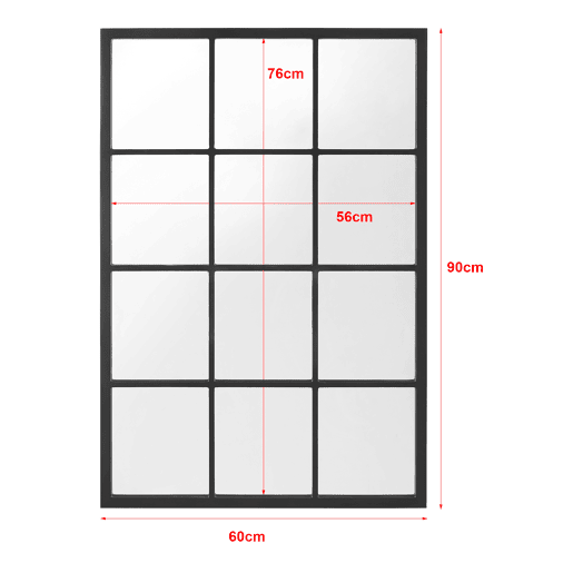 Espelho de parede Cupello com 12 peças quadradas MDF 90 x 60 cm - Preto mate en.casa.