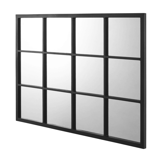 Espelho de parede Cupello com 12 peças quadradas MDF 90 x 60 cm - Preto mate en.casa.