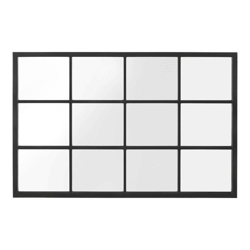 Espelho de parede Cupello com 12 peças quadradas MDF 90 x 60 cm - Preto mate en.casa.