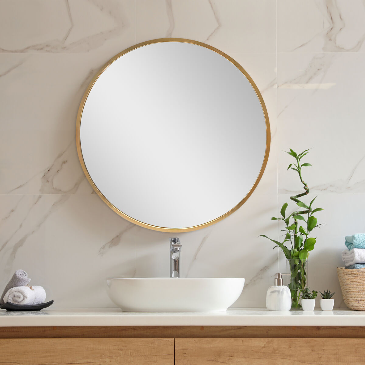 Espejo de pared para el baño Modugno redondo [en.casa] 50x2