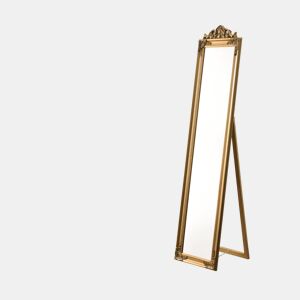 Espelho de pé Arezzo - 160x40 cm - Inclinável - Regulável - Moldura de eucalipto - Dourado en.casa.