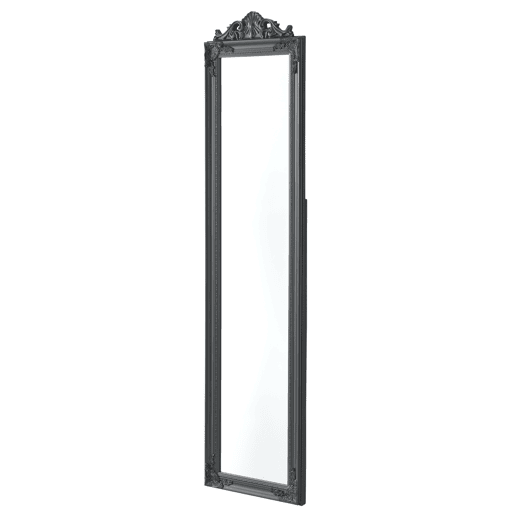 Espelho de pé Arezzo - 160x40 cm - Inclinável - Regulável - Moldura de eucalipto - Cinzento escuro en.casa.