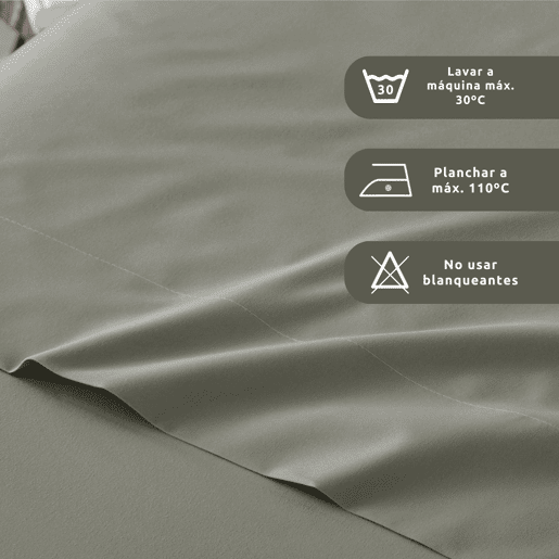 Conjunto de lençóis lisos 3 peças cama 90cm cinza escuro extra macio toque Donegal Collections