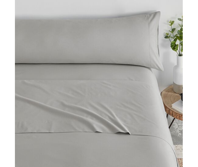 Juego de sábanas liso 3 piezas cama 150cm gris perla tacto extrasuave donegal collections