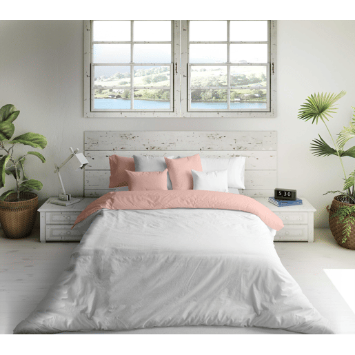 CAPA DE EDREDÃO BICOLOR REVERSÍVEL ROSA FTR 8  CAMA BRANCA 105