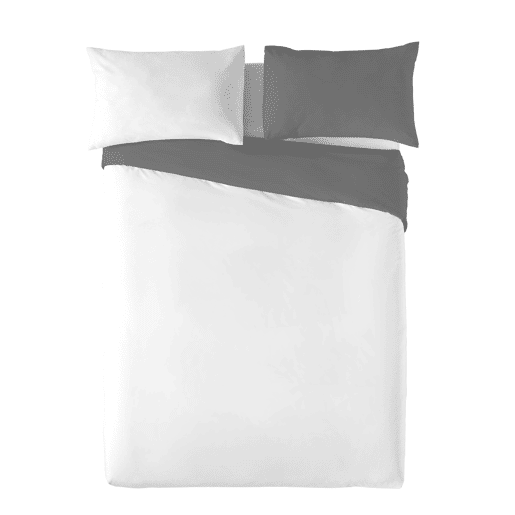 CAPA DE EDREDÃO BICOLOR REVERSÍVEL CINZENTO 7  CAMA BRANCA 135