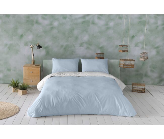 Funda nordica bicolor reversible azul mar 76/ blanco cama 135