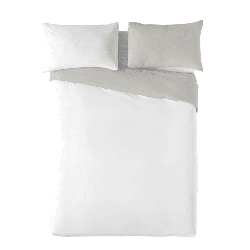 CAPA DE EDREDÃO REVERSÍVEL BICOLOR REVERSÍVEL CINZENTO PÁLIDO 84 CAMA BRANCA 180