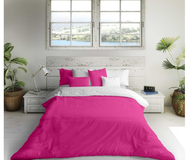 Funda nordica bicolor reversible fucsia 43 / blanco cama 200