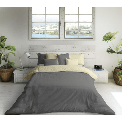 CAPA DE EDREDÃO REVERSÍVEL BICOLOR FTR 6 BEGE  CINZENTO 7 CAMA 135