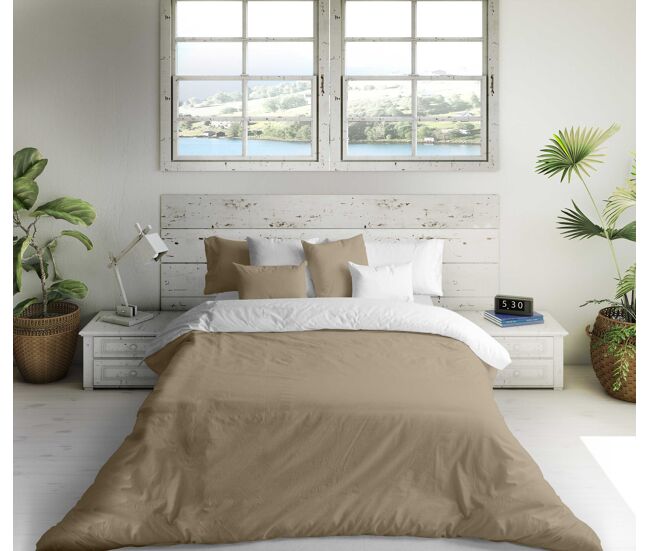 Funda nordica bicolor reversible lino p.15-1305 / blanco cama 105