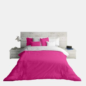 CAPA DE EDREDÃO REVERSÍVEL BICOLOR FÚCSIA 43  CAMA BRANCA 180