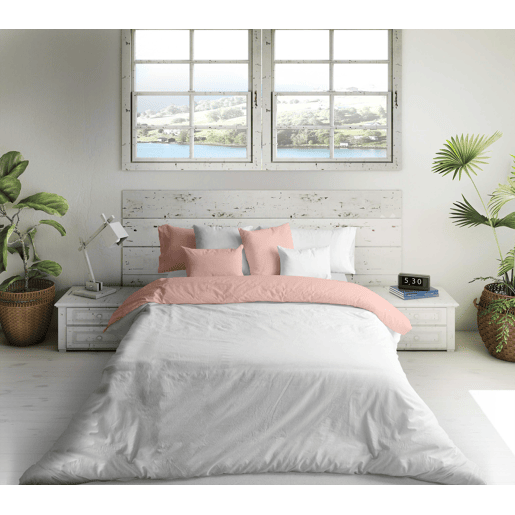 CAPA DE EDREDÃO BICOLOR REVERSÍVEL ROSA FTR 8  CAMA BRANCA 135