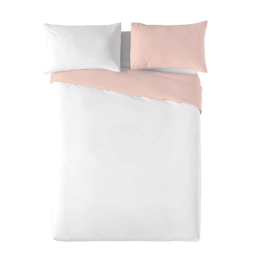 CAPA DE EDREDÃO BICOLOR REVERSÍVEL ROSA FTR 8  CAMA BRANCA 135