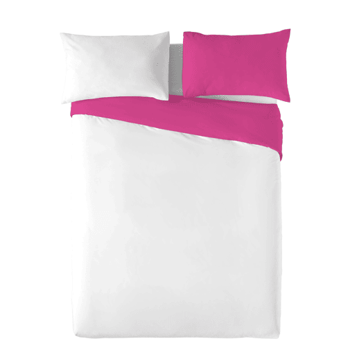 CAPA DE EDREDÃO REVERSÍVEL BICOLOR FÚCSIA 43  CAMA BRANCA 150
