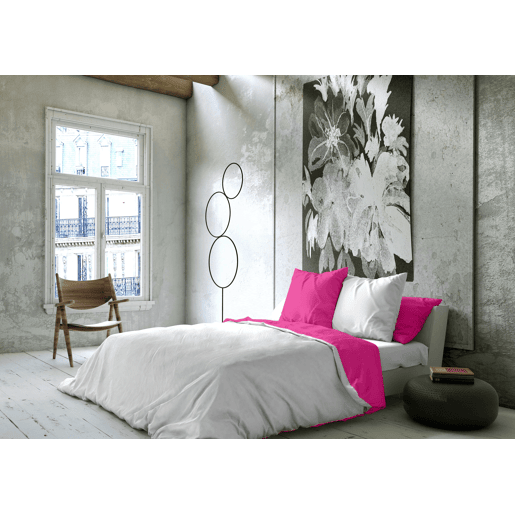 CAPA DE EDREDÃO REVERSÍVEL BICOLOR FÚCSIA 43  CAMA BRANCA 105