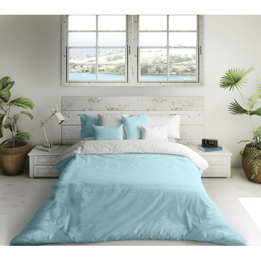 CAPA DE EDREDÃO REVERSÍVEL BICOLOR AZUL MARINHO 76  CAMA BRANCA 180
