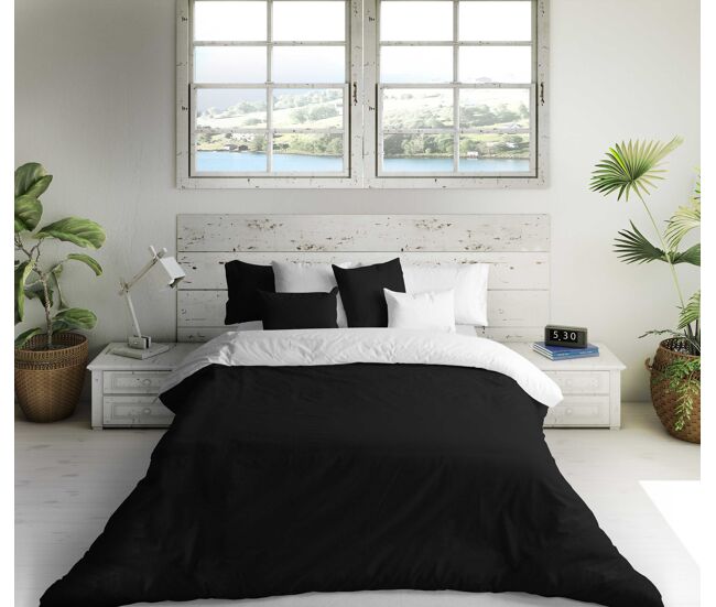 Funda nordica bicolor reversible blanco / negro cama 105