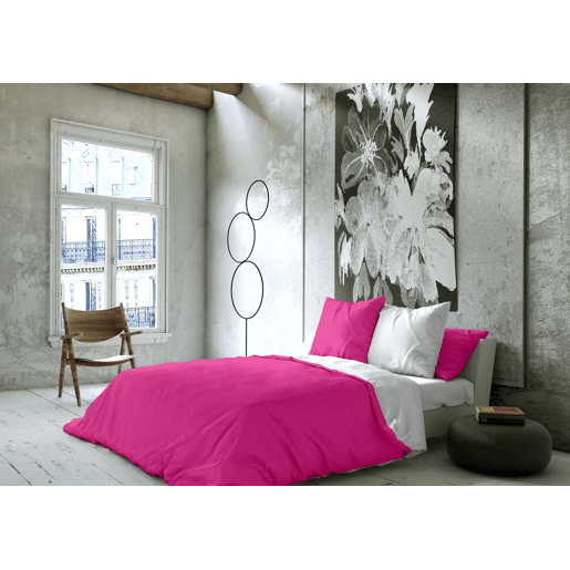 CAPA DE EDREDÃO REVERSÍVEL BICOLOR FÚCSIA 43  CAMA BRANCA 135