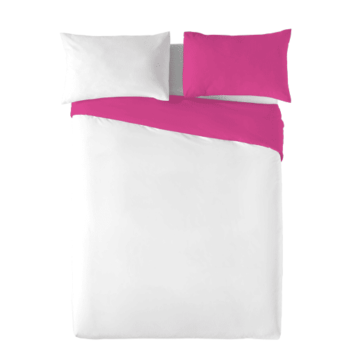 CAPA DE EDREDÃO REVERSÍVEL BICOLOR FÚCSIA 43  CAMA BRANCA 135