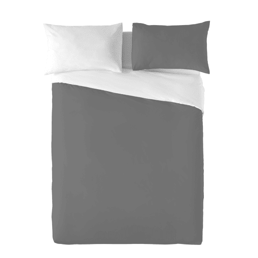 CAPA DE EDREDÃO BICOLOR REVERSÍVEL CINZENTO 7  CAMA BRANCA 105