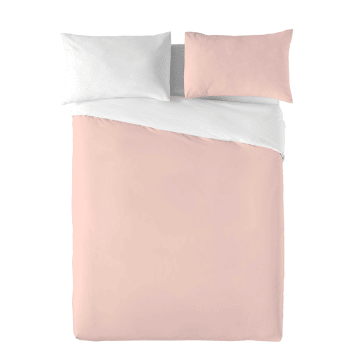 CAPA DE EDREDÃO REVERSÍVEL BICOLOR COR-DE-ROSA FTR 8  CAMA BRANCA 180