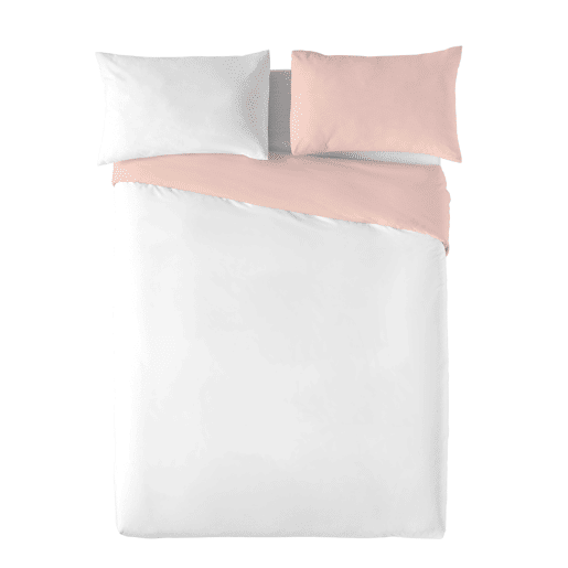 CAPA DE EDREDÃO REVERSÍVEL BICOLOR COR-DE-ROSA FTR 8  CAMA BRANCA 180