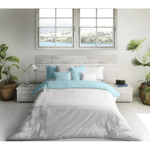 CAPA DE EDREDÃO REVERSÍVEL BICOLOR AZUL MARINHO 76  CAMA BRANCA 135