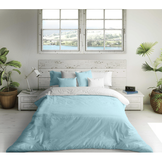 CAPA DE EDREDÃO BICOLOR REVERSÍVEL AZUL MARINHO 76  CAMA BRANCA 90
