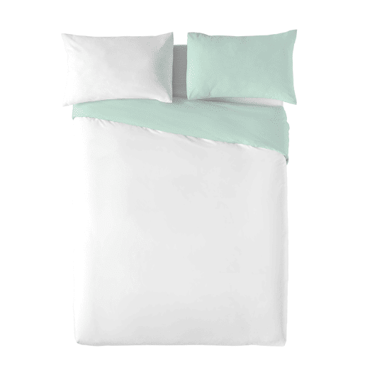 CAPA DE EDREDÃO BICOLOR REVERSÍVEL VERDE 702  CAMA BRANCA 105