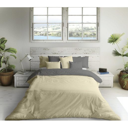 CAPA DE EDREDÃO REVERSÍVEL BICOLOR FTR 6 BEGE  CINZENTO 7 CAMA 150
