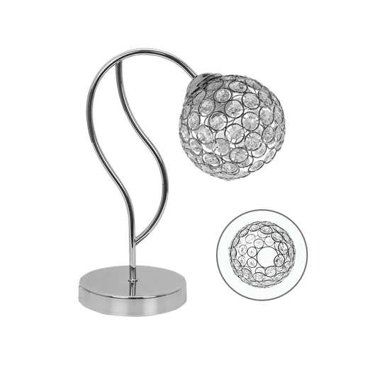candeeiro de mesa em metal cromado série balbina 15cm