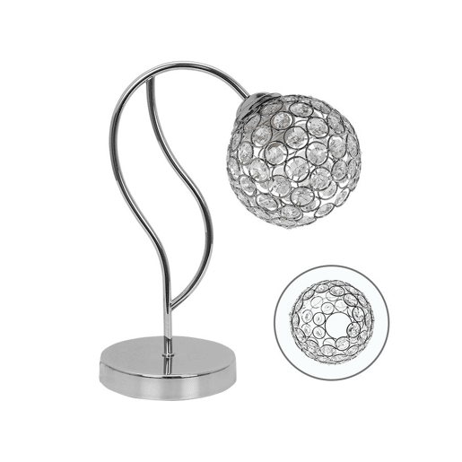 candeeiro de mesa em metal cromado série balbina 15cm