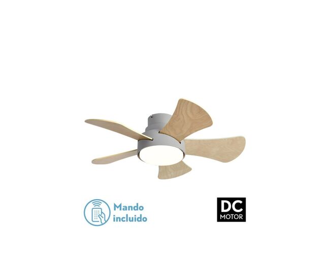 Iluminashop 305487 Ventilador De Techo Led Verano e Invierno con Mando a Distancia 25W Gris/Haya