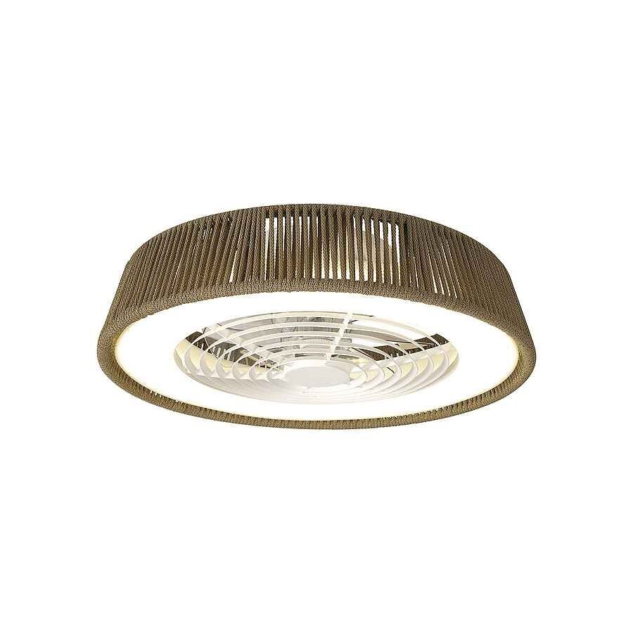 Ventilador De Techo Dc Polinesia Nautica Marron 64cm Led Cct Regulable Control Remoto Con