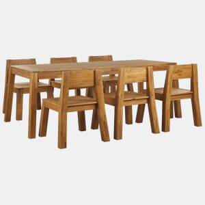 Conjunto de refeições de jardim 6 lugares LIVORNO Madeira de acácia Castanho