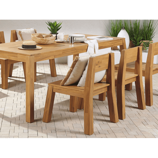 Conjunto de refeições de jardim 6 lugares LIVORNO Madeira de acácia Castanho