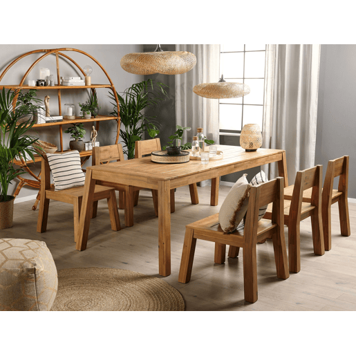 Conjunto de refeições de jardim 6 lugares LIVORNO Madeira de acácia Castanho