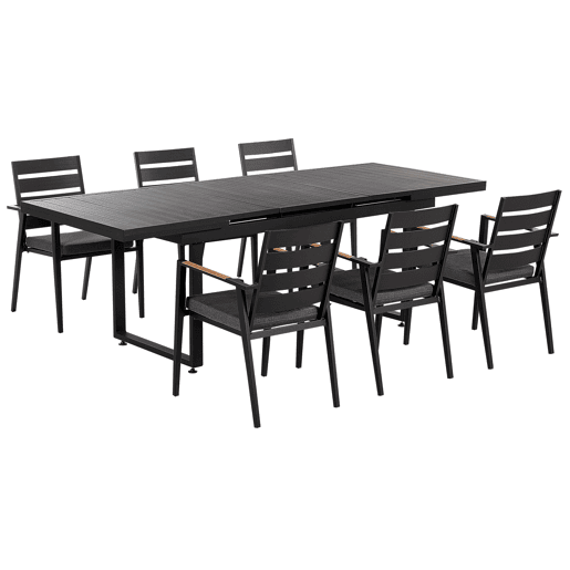 Conjunto de refeições de jardim 6 lugares VALCANETTOTAVIANO Metal Preto Conjunto de refeições de jardim 6 lugares VALCANETTOTAVIANO Metal Preto