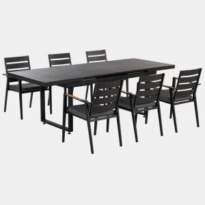 Conjunto de refeições de jardim 6 lugares VALCANETTOTAVIANO Metal Preto