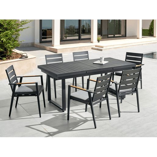 Conjunto de refeições de jardim 6 lugares VALCANETTOTAVIANO Metal Preto Conjunto de refeições de jardim 6 lugares VALCANETTOTAVIANO Metal Preto