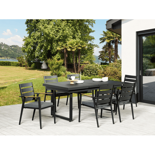 Conjunto de refeições de jardim 6 lugares VALCANETTOTAVIANO Metal Preto Conjunto de refeições de jardim 6 lugares VALCANETTOTAVIANO Metal Preto