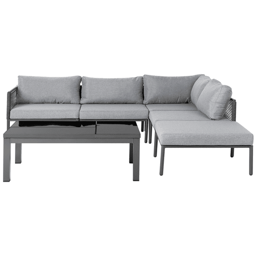 Conjunto de sofás de jardim de canto 6 lugares FORANO Metal Cinzento