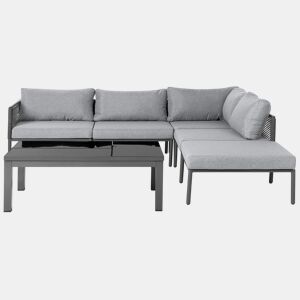 Conjunto de sofás de jardim de canto 6 lugares FORANO Metal Cinzento