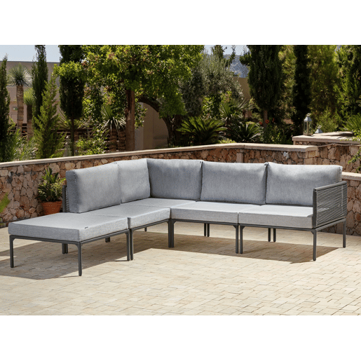 Conjunto de sofás de jardim de canto 6 lugares FORANO Metal Cinzento