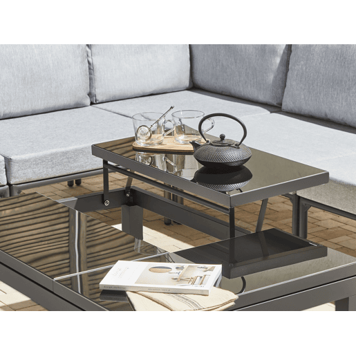 Conjunto de sofás de jardim de canto 6 lugares FORANO Metal Cinzento