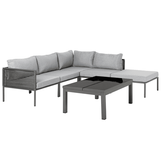 Conjunto de sofás de jardim de canto 6 lugares FORANO Metal Cinzento
